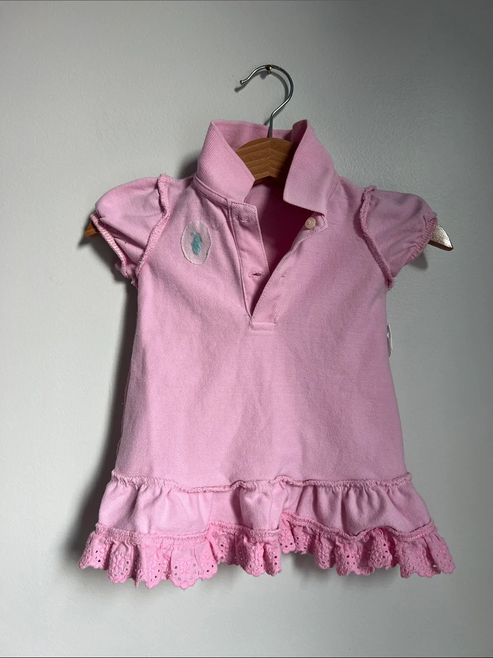 Ralph Lauren | Light Pink Polo Dress with Eyelet Ruffle #300126017 Size 6M